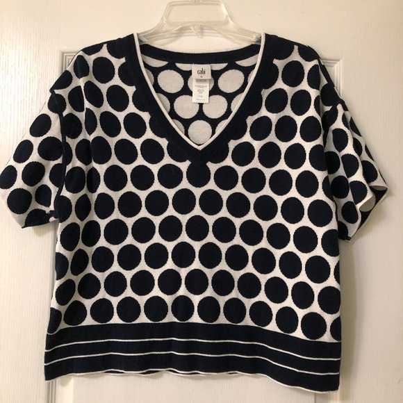 CAbi Sweaters - CAbi Volley Pullover reversible Dotted Sweater Top Size M